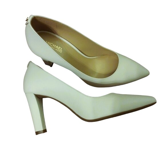 Michael Kors Leather Pumps, Size 7M, Block Heel, Pointed Toe, Abbi Flex Comfort - Picture 1 of 16